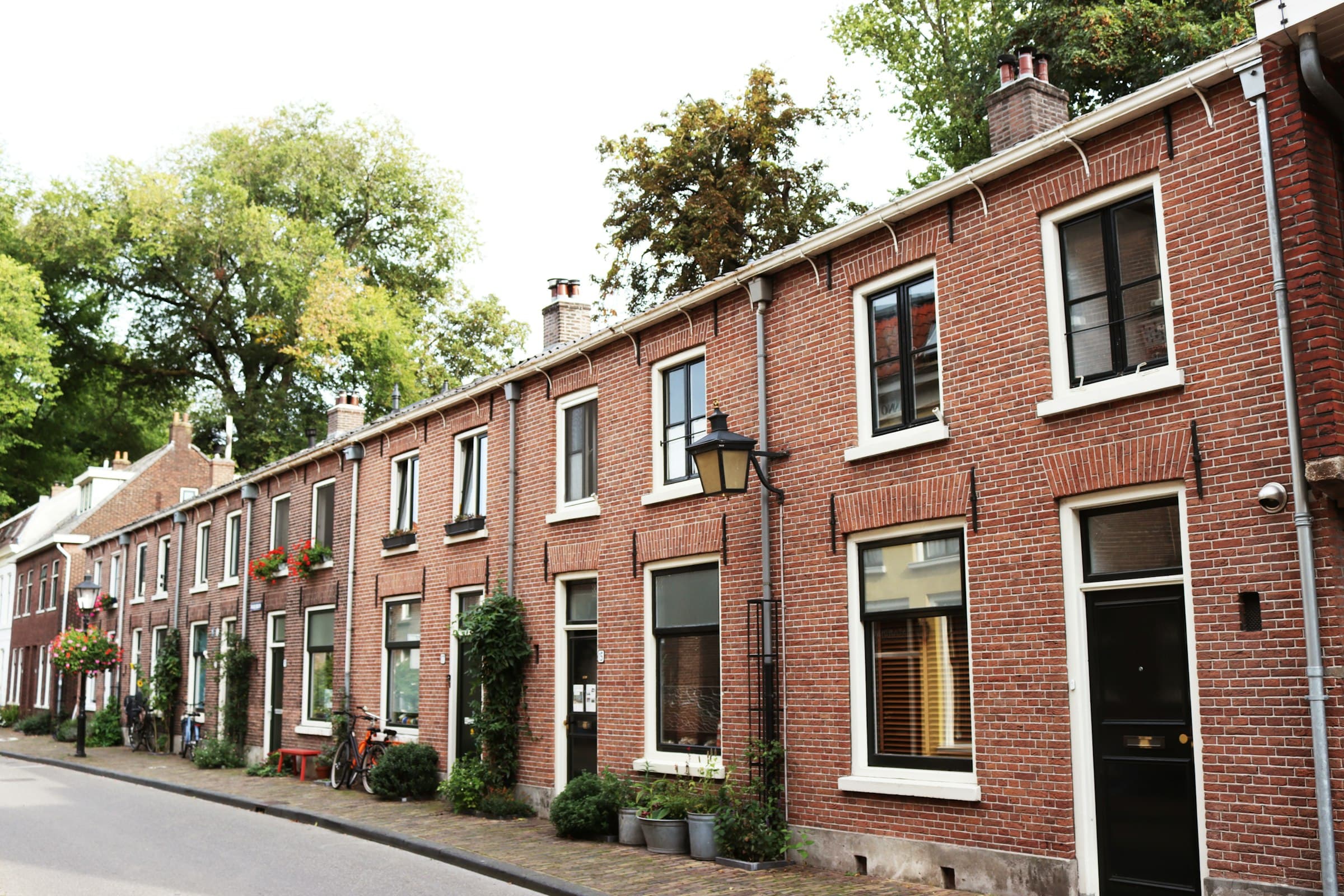 Nederlandse woonstraat met rijtjeshuizen